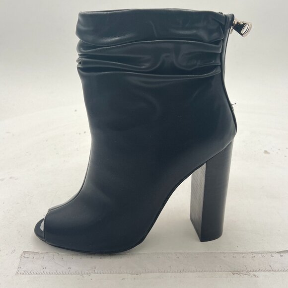 FSJ Women Stylish Peep Toe Slouch Ankle Boots Chunky Stacked Heels Party Prom Ni - Picture 1 of 7